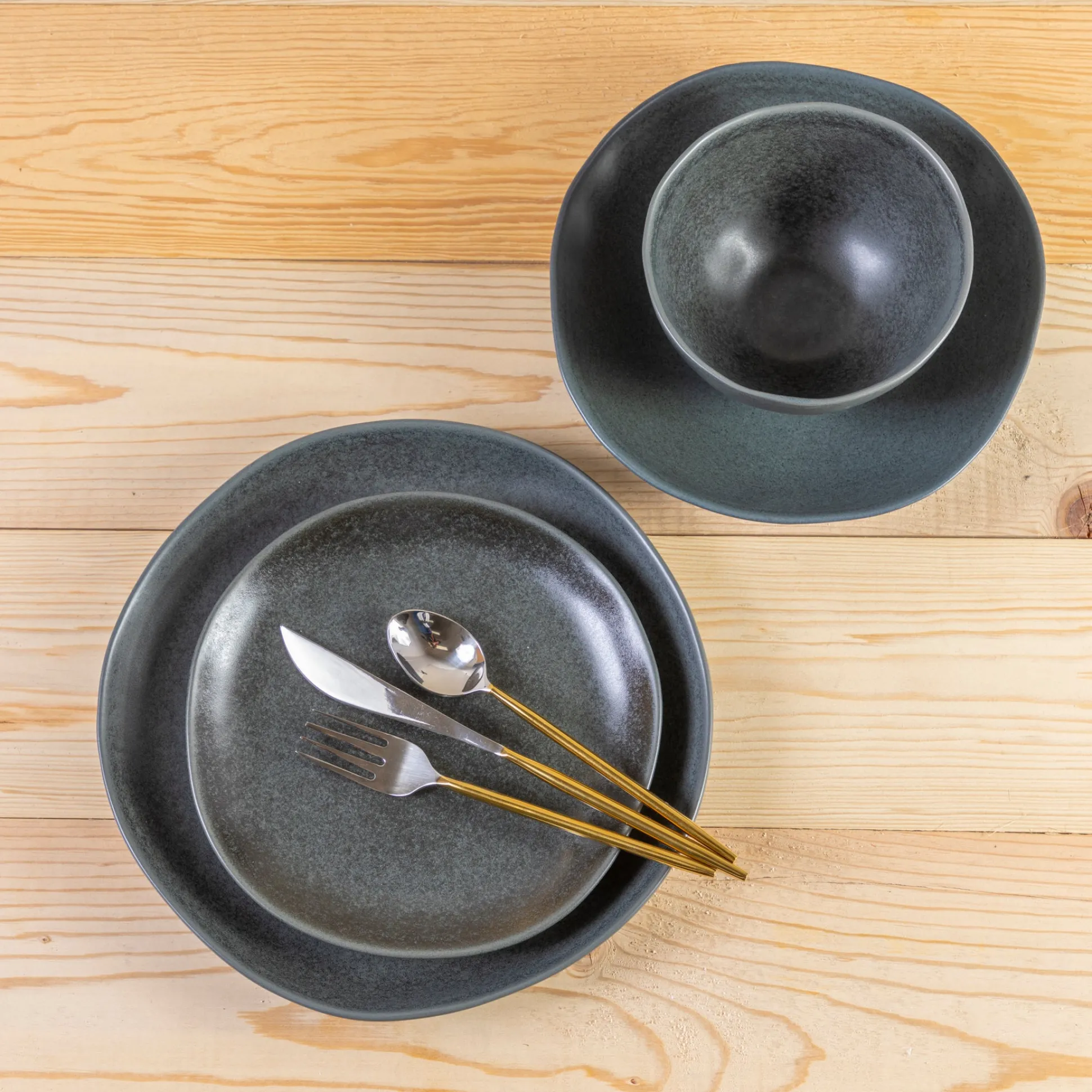 Livia Side Plate, Black, Set of 6^Be Home Shop