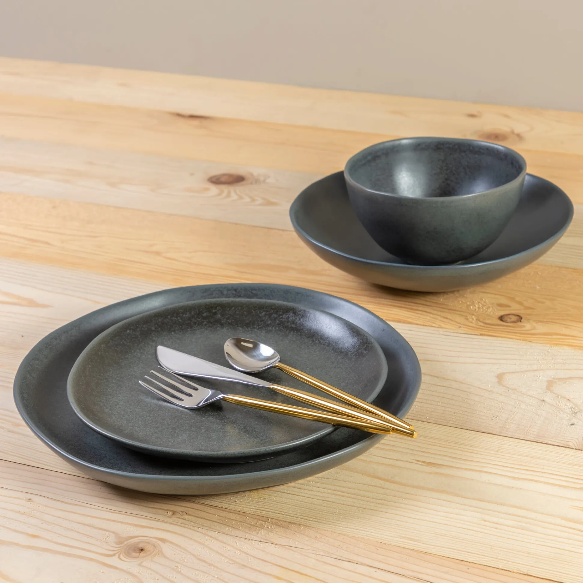 Livia Side Plate, Black, Set of 6^Be Home Shop