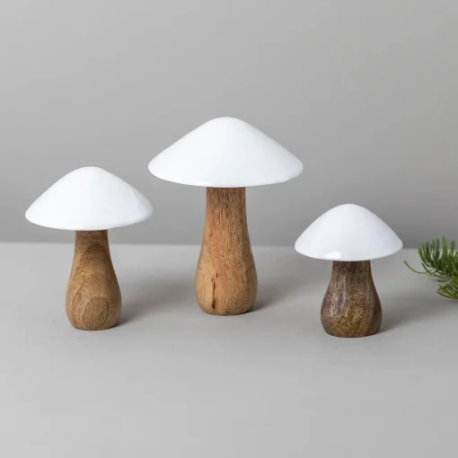 Mango Wood & Enamel Mushroom, Medium^Be Home Clearance
