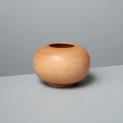 Mango Wood Round Vase^Be Home Outlet