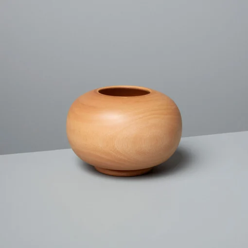 Mango Wood Round Vase^Be Home Outlet