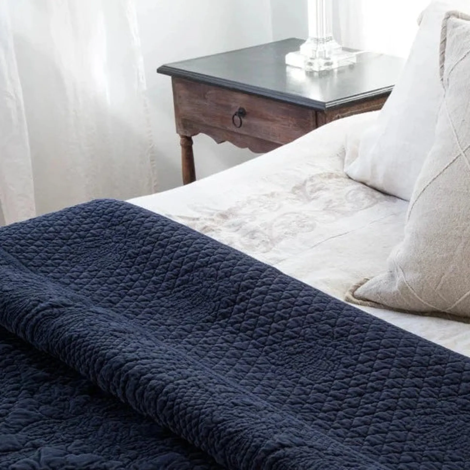 Marseille King Coverlet, Navy^Be Home Cheap