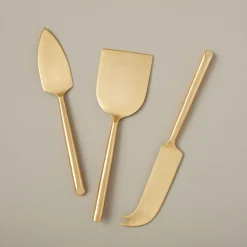 Matte Gold Cheese Knives, Set of 3