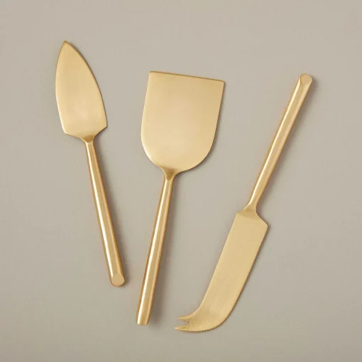 Matte Gold Cheese Knives, Set of 3