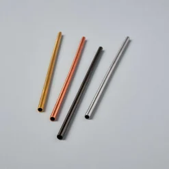 Matte Metallic Stainless Straws, Set of 4