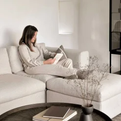 Mellow End Seater With Left Arm Eco Fabric Sofa, Off White