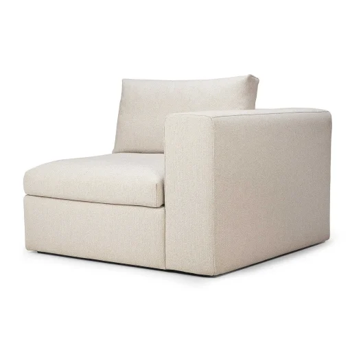 Mellow End Seater With Left Arm Eco Fabric Sofa, Off White