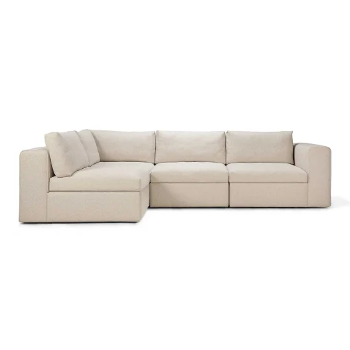 Mellow End Seater With Left Arm Eco Fabric Sofa, Off White