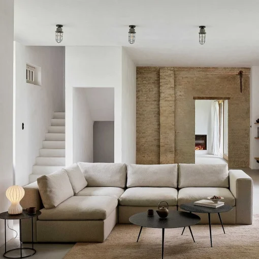 Mellow End Seater With Left Arm Eco Fabric Sofa, Off White
