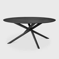Mikado Solid Black Oak Dining Table, Round