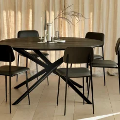 Mikado Solid Black Oak Dining Table, Round