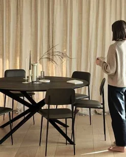 Mikado Solid Black Oak Dining Table, Round