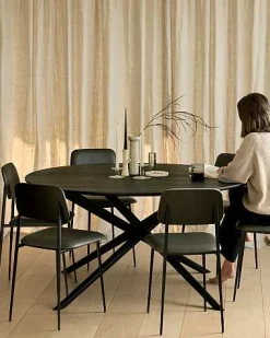 Mikado Solid Black Oak Dining Table, Round