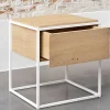 Monolit Solid Oak Bedside Table with White Metal
