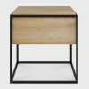 Monolit Solid Oak Bedside Table with Black Metal