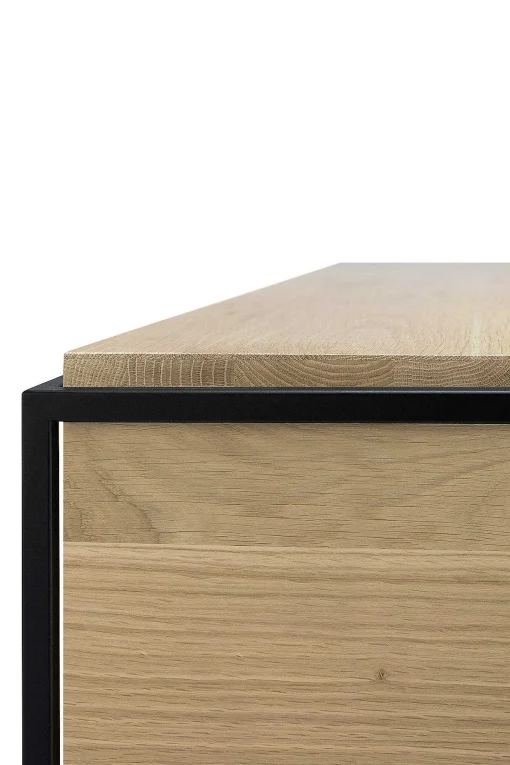 Monolit Solid Oak Bedside Table with Black Metal