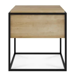 Monolit Solid Oak Bedside Table with Black Metal