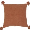 Montauk Square Pillow with Tassels, Terra Cotta^Be Home Cheap