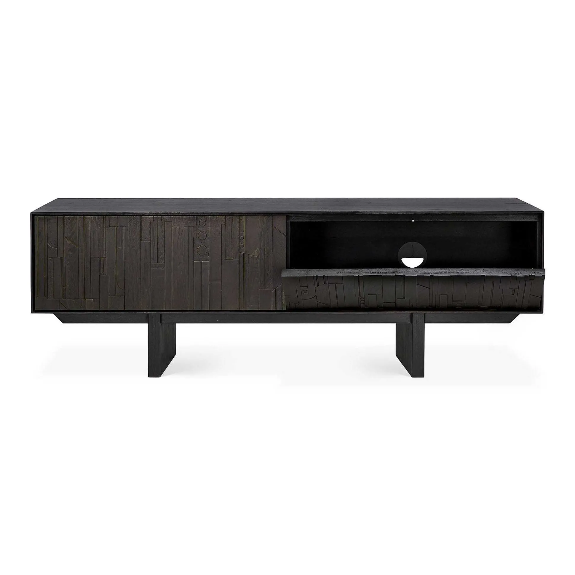 Mosaic Black Teak Media Console, 63"