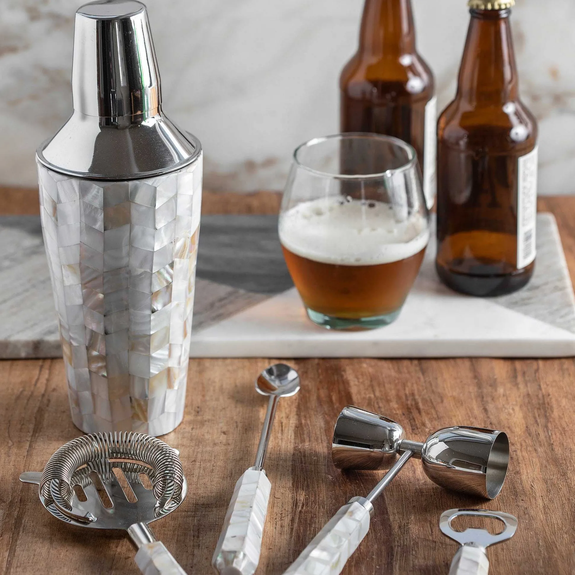 Mother of Pearl Mosaic Cocktail Shaker