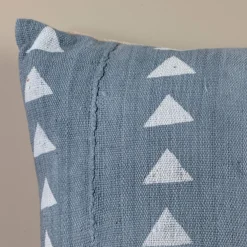 Mud Cloth Square Pillow, Blue / Grey with Triangles^Be Home New