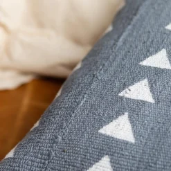 Mud Cloth Square Pillow, Blue / Grey with Triangles^Be Home New