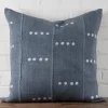 Mud Cloth Square Pillow, Blue / Grey with Dots^Be Home Sale