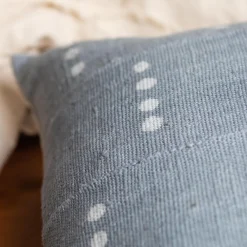 Mud Cloth Square Pillow, Blue / Grey with Dots^Be Home Sale