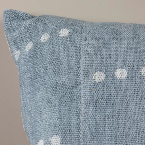 Mud Cloth Square Pillow, Blue / Grey with Dots^Be Home Sale