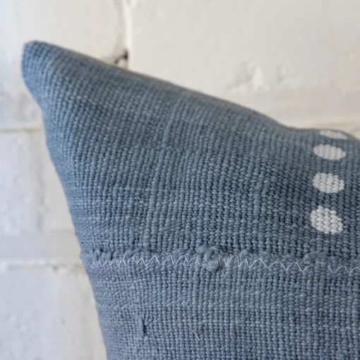 Mud Cloth Square Pillow, Blue / Grey with Dots^Be Home Sale