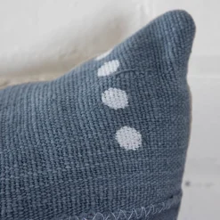 Mud Cloth Square Pillow, Blue / Grey with Dots^Be Home Sale
