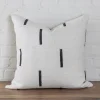 Mud Cloth Square Pillow, White with Black Dashes^Be Home Fashion