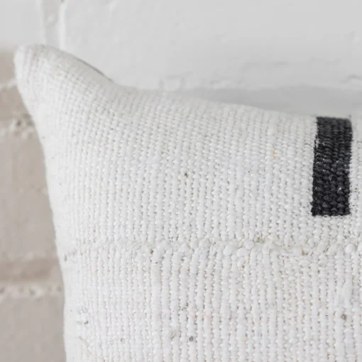 Mud Cloth Square Pillow, White with Black Dashes^Be Home Fashion