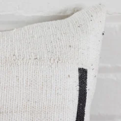 Mud Cloth Square Pillow, White with Black Dashes^Be Home Fashion