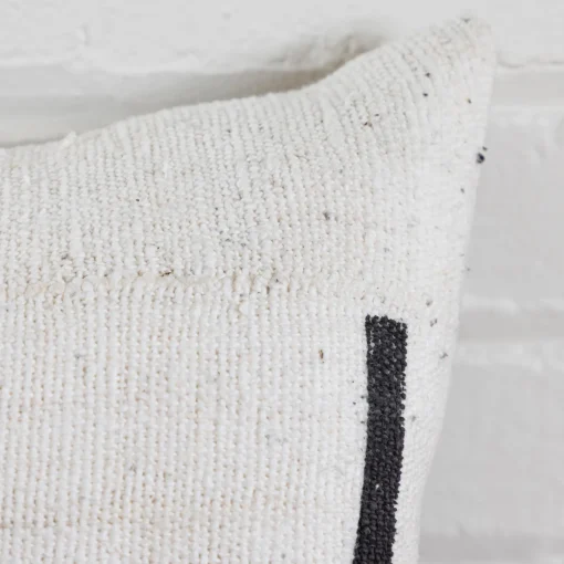 Mud Cloth Square Pillow, White with Black Dashes^Be Home Fashion