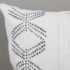Mud Cloth Square Pillow, White with Tracks^Be Home Fashion