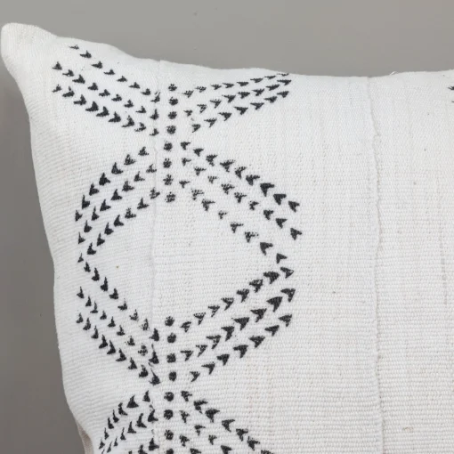 Mud Cloth Square Pillow, White with Tracks^Be Home Fashion