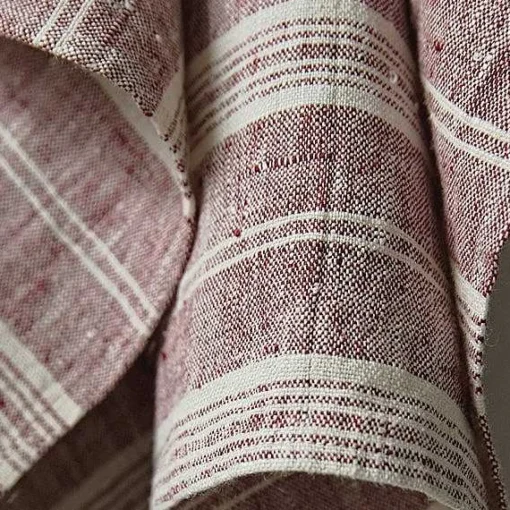 Multistripe Hand Towels, Set of 2, Cherry