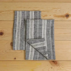 Multistripe Hand Towels, Set of 2, Black and White