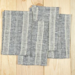 Multistripe Napkin, Black and Natural, Set of 4^Be Home Sale
