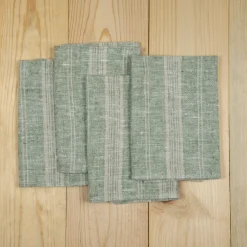 Multistripe Napkin, Forest Green and Natural, Set of 4^Be Home New