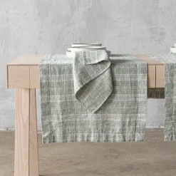 Multistripe Napkin, Forest Green and Natural, Set of 4^Be Home New