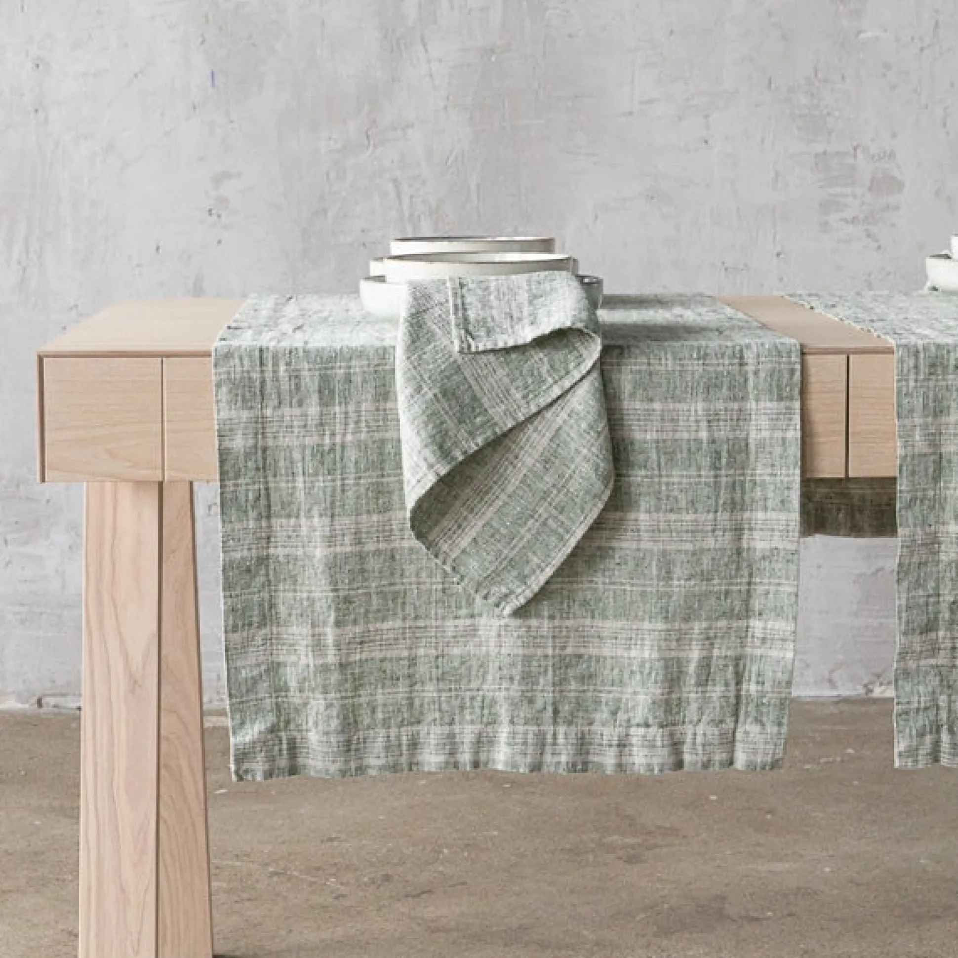 Multistripe Napkin, Forest Green and Natural, Set of 4^Be Home New