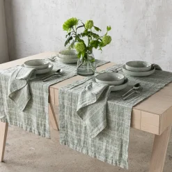 Multistripe Napkin, Forest Green and Natural, Set of 4^Be Home New