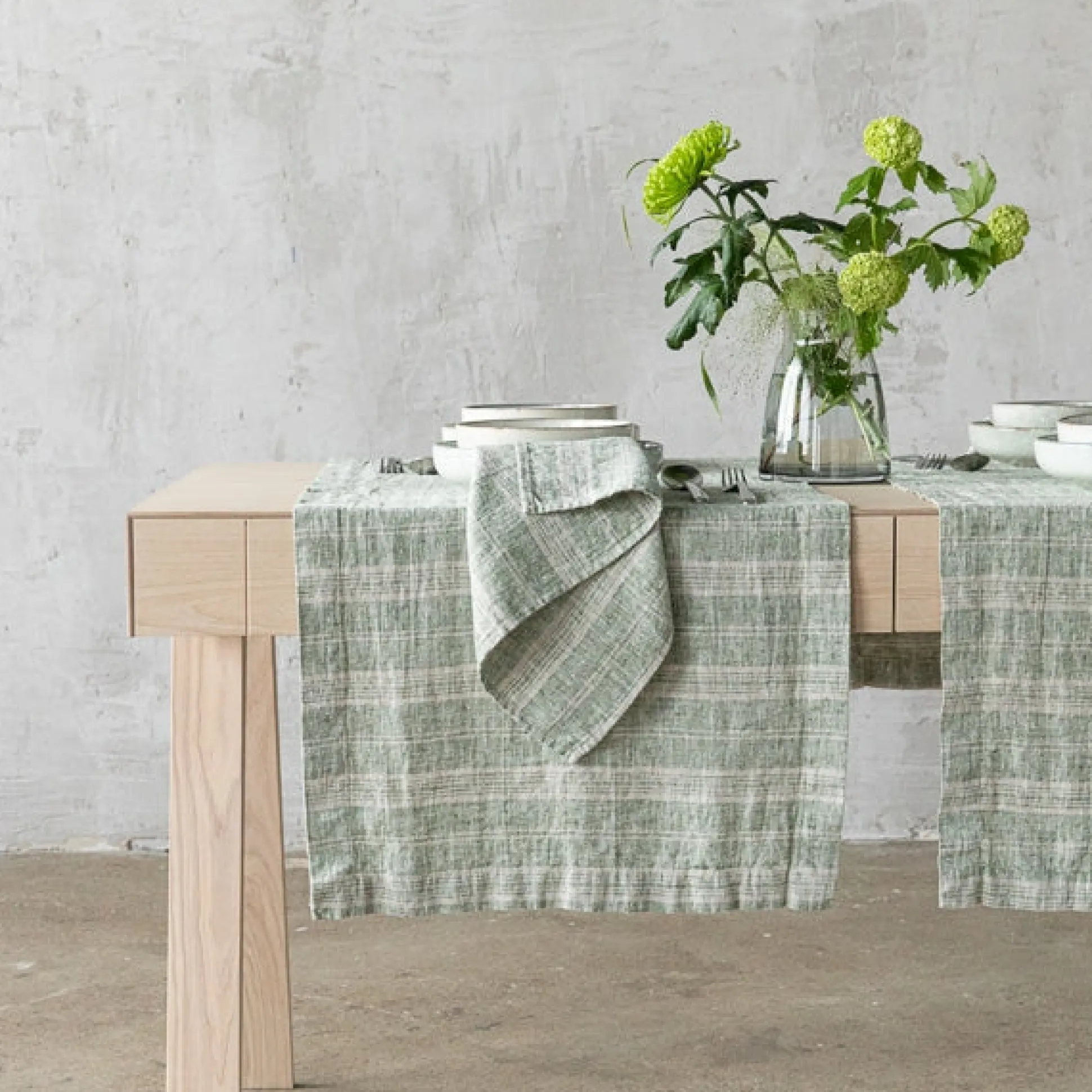 Multistripe Napkin, Forest Green and Natural, Set of 4^Be Home New