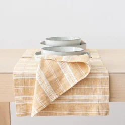 Multistripe Napkin, Gold, Set of 4^Be Home Cheap