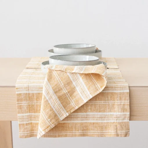 Multistripe Napkin, Gold, Set of 4^Be Home Cheap