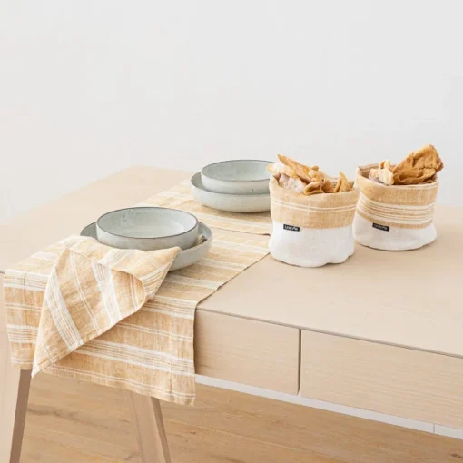 Multistripe Napkin, Gold, Set of 4^Be Home Cheap