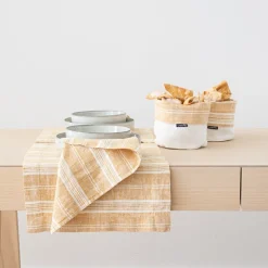 Multistripe Napkin, Gold, Set of 4^Be Home Cheap