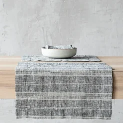 Multistripe Placemat, Black and Natural, Set of 4^Be Home Cheap